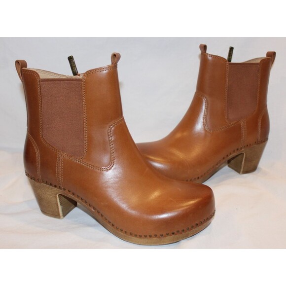 Women's Dansko Shayna Burnished Zip-Up Heeled Calf Boots Luggage Brown EU 40 - Picture 2 of 7